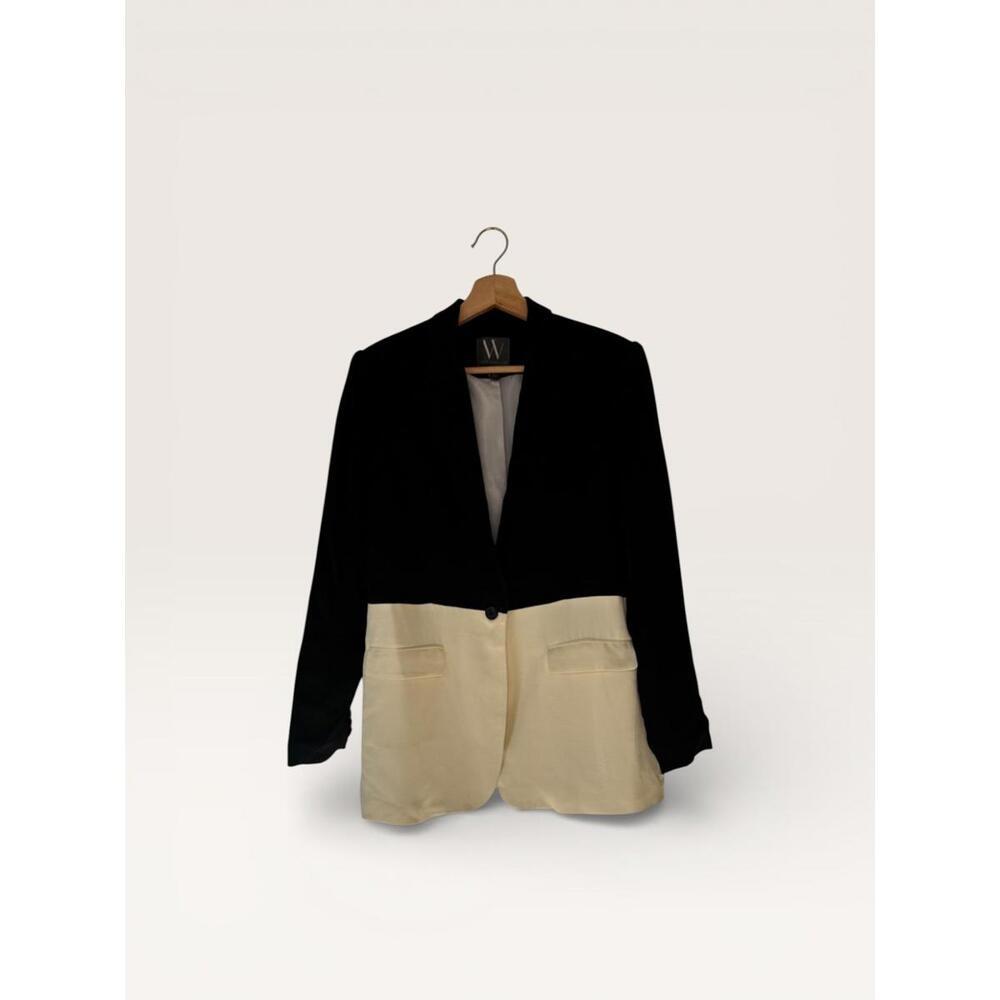 Worthington Two-Tone Black and Cream Blazer Jacket